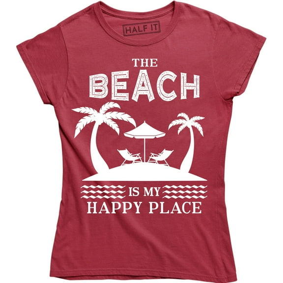 The Beach Is My Happy Place Women's Slogan Vacation Summer Lake Cute T-Shirt