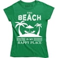 thumbnail image 1 of The Beach Is My Happy Place Women's Slogan Vacation Summer Lake Cute T-Shirt, 1 of 4