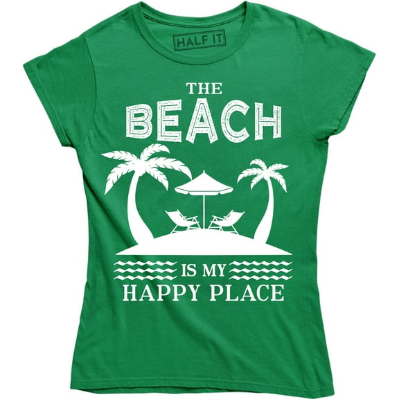 The Beach Is My Happy Place Women's Slogan Vacation Summer Lake Cute T-Shirt
