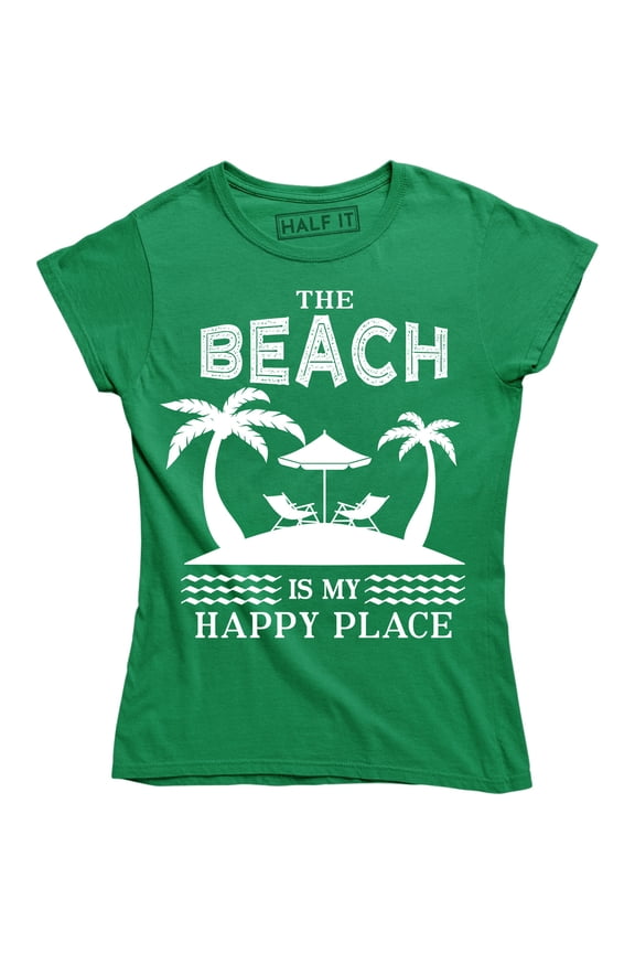 The Beach Is My Happy Place Women's Slogan Vacation Summer Lake Cute T-Shirt
