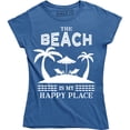 thumbnail image 1 of The Beach Is My Happy Place Women's Slogan Vacation Summer Lake Cute T-Shirt, 1 of 4