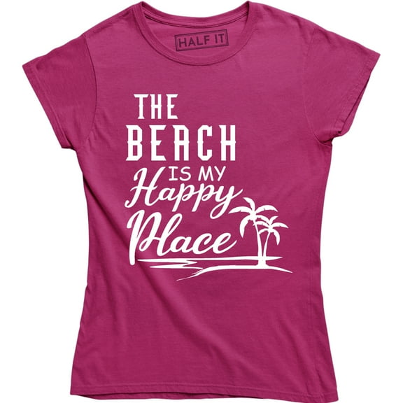 The Beach Is My Happy Place Women's Vacation Summer Lake Cute T-Shirt