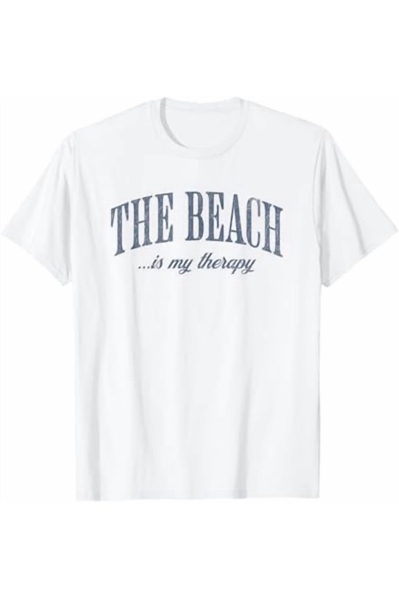 The Beach Is My Therapy Funny Family Summer Beach Vacation T-Shirt, Vintage Birthday Gift