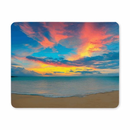 The Beach Mouse Pad. Stitched Edges with A Non-Slip Rubber Base for Office, Gaming and Study,Pretty Cute Mouse Pad for Office Gaming Laptop Women Kids