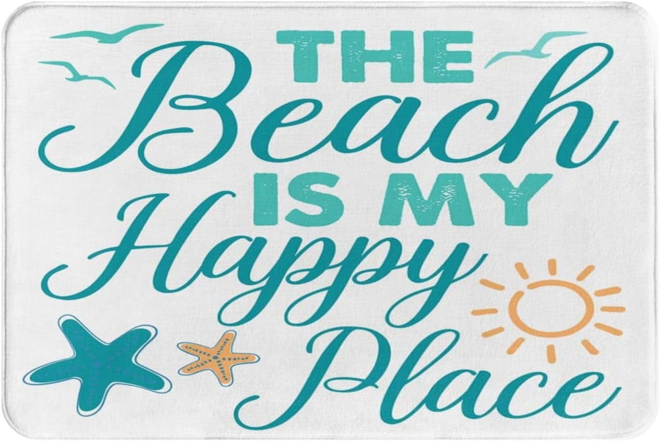 The Beach is My Happy Place Bath Rugs Entrance Non Slip Front Door Mat