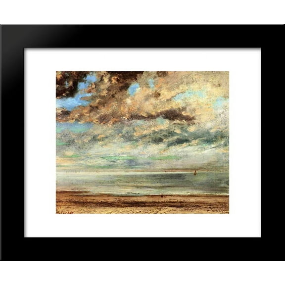 The Beach, Sunset 20x24 Framed Art Print by Gustave Courbet
