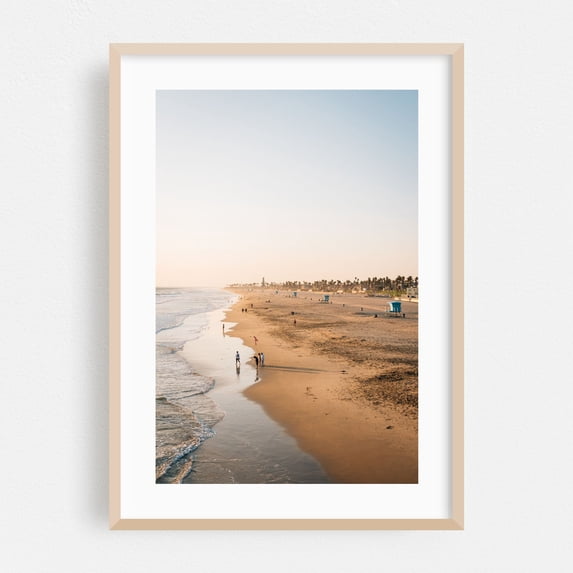 The Beach, Surf City 02 - Huntington Beach California Photography Oak Framed Wall Art Print 16 x 24 inches