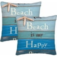 thumbnail image 1 of The Beach Throw Pillow Cover Set of 2 Cases Starfish Wooden Board Backdrop Funny Quote Outdoor Decor Pillowcase Home Square 18x18 Inch Pillow Slip, 1 of 6