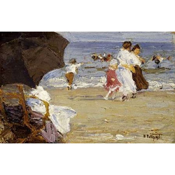 The Beach Umbrella Poster Print by Edward Henry Potthast (24 x 36)