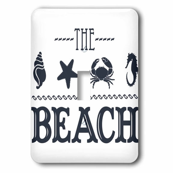 3dRose, The Beach Words With Sea Life, single toggle switch