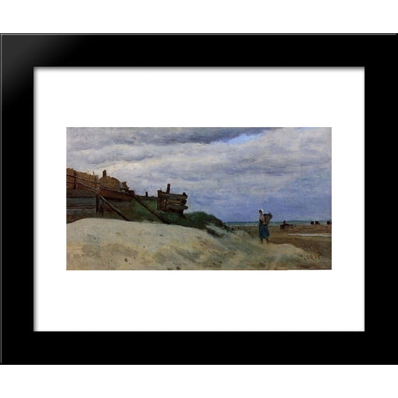 The Beach at Dunkirk 20x24 Framed Art Print by Camille Corot
