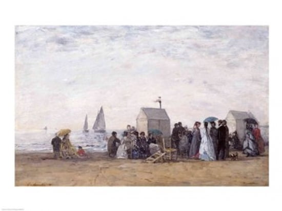 The Beach at Trouville 1867 Canvas Art - Eugene louis Boudin (24 x 18)