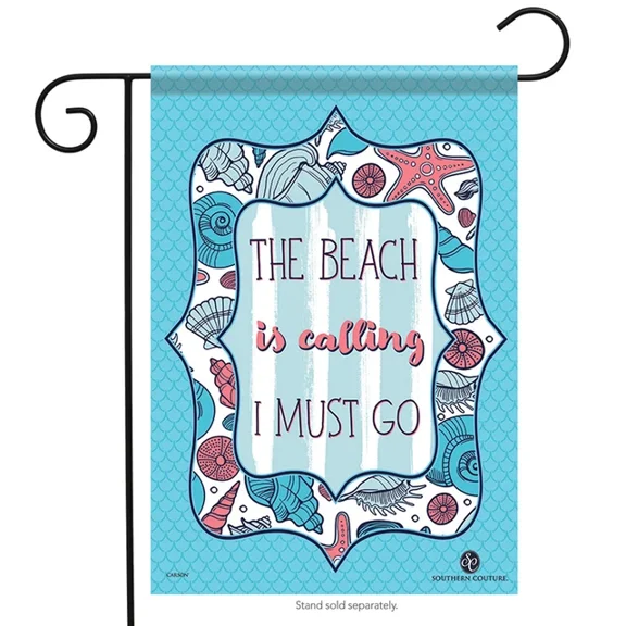 The Beach is Calling Summer Shell Sand Nautical Starfish Flag 12x18 POLE NOT INCLUDED Garden Flag