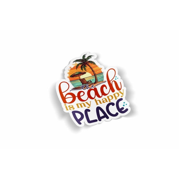 The Beach is my Happy Place Waterproof Sticker