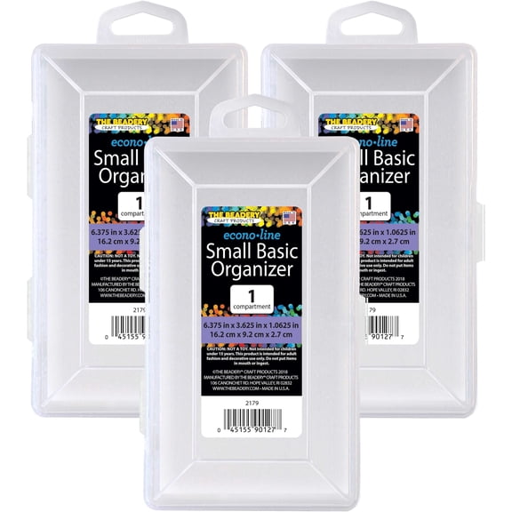 The Beadery - 1 Compartment Clear Storage Box - 3 Pack - 2179