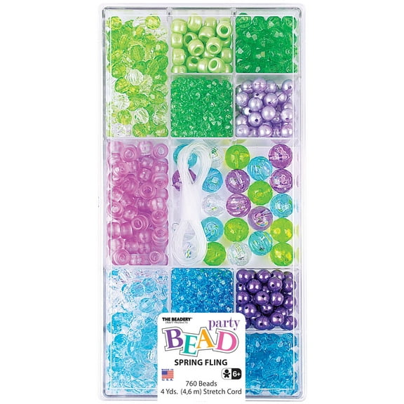 The Beadery 12 Compartment Bead Box-Spring Fling; 760 Beads