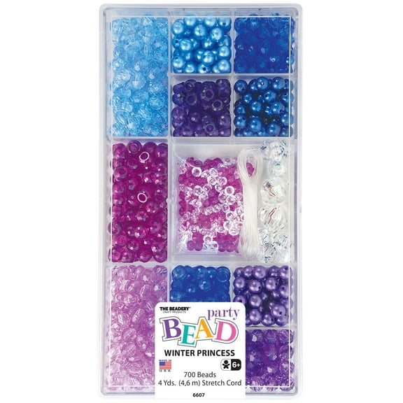 The Beadery 12 Compartment Bead Box-Winter Princess; 700 Beads, Unisex, Children 6+