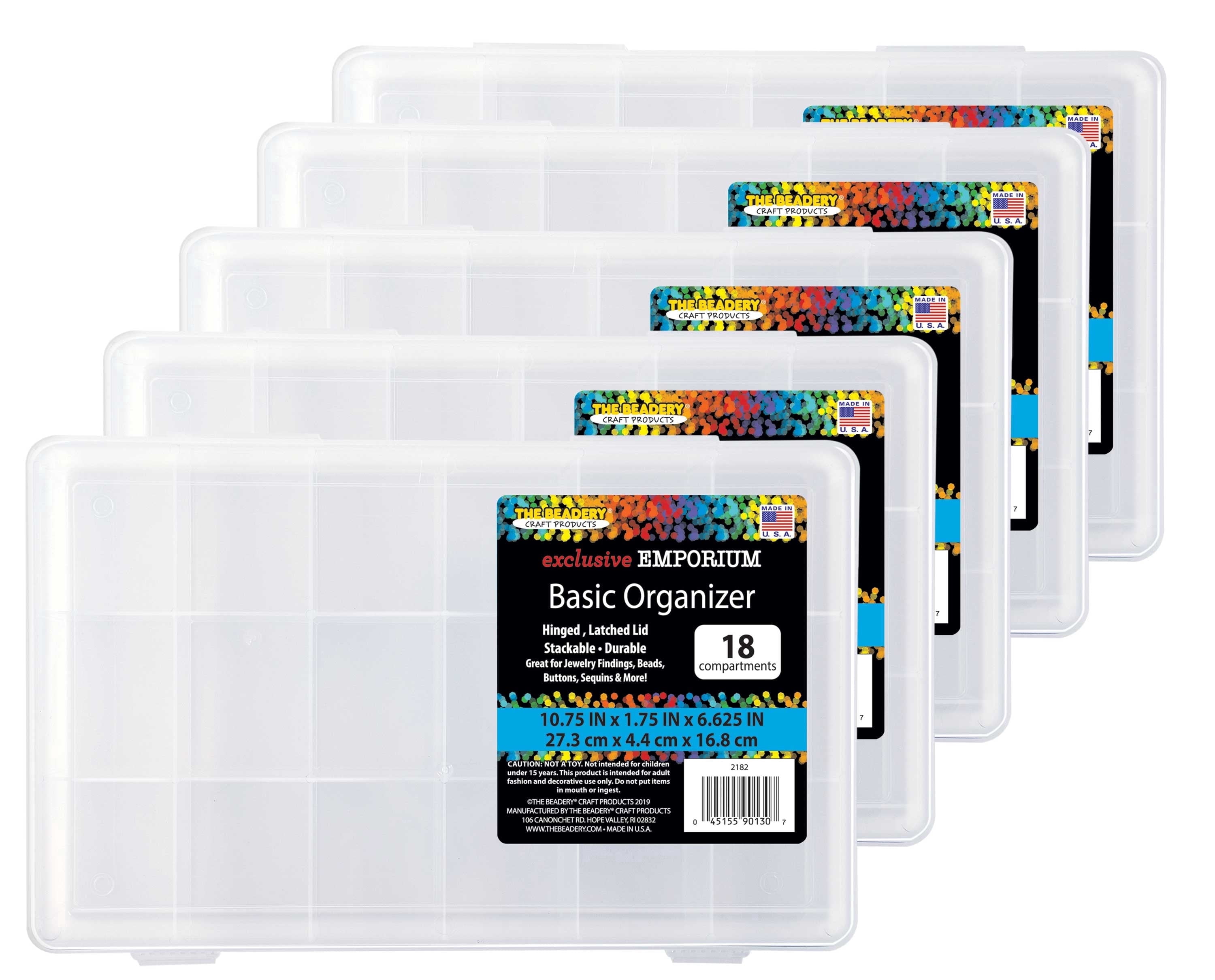 The Beadery - 18 Compartment Clear Plastic Storage Box - 5 Pack - 2182