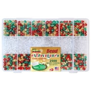 The Beadery 18 Compartment Festive Classic Box, 6672, 2300 Plastic Beads, Red, Green, and Gold, Unisex