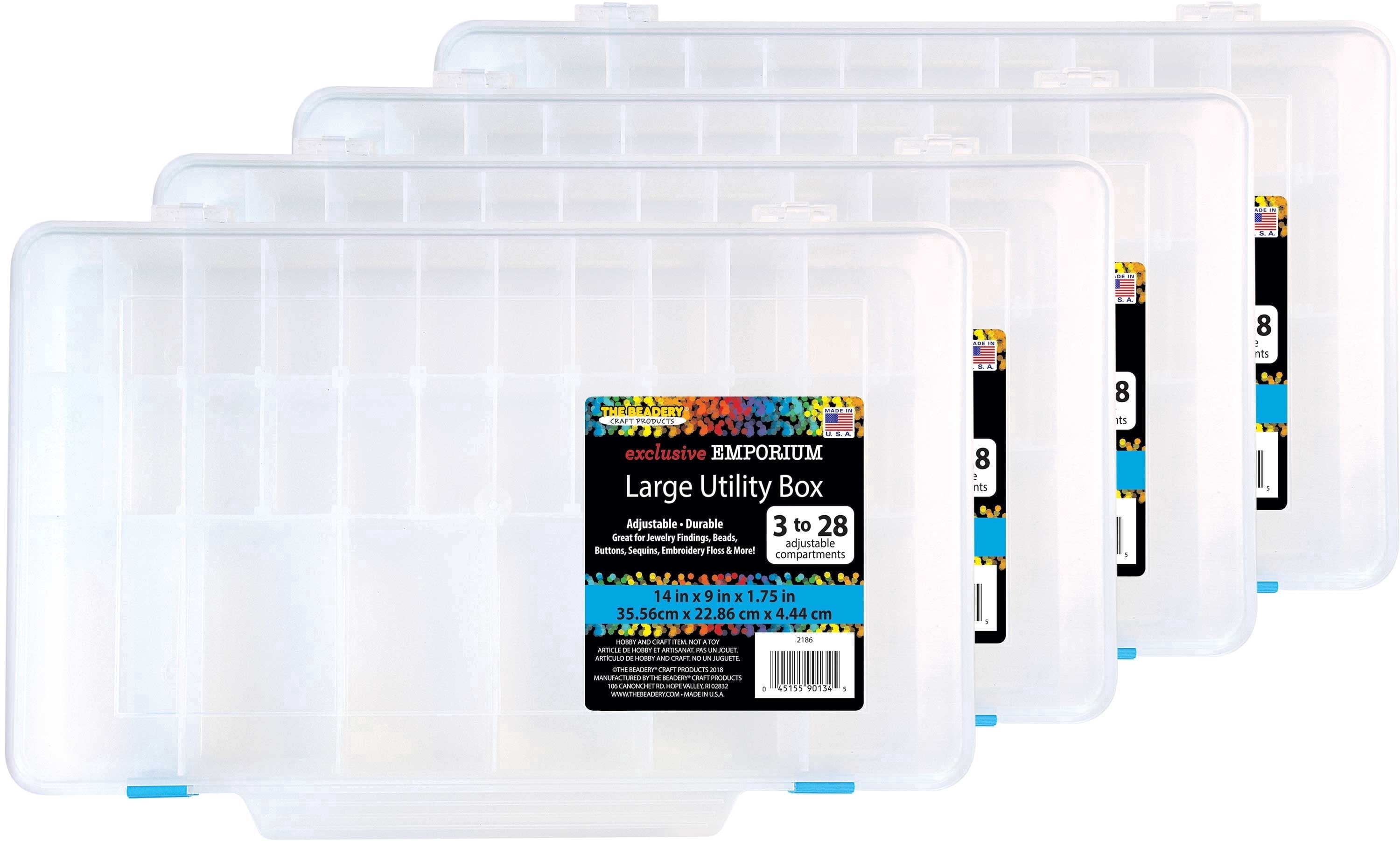 The Beadery - Large Utility Box, 3-28 Adjustable Compartments - 4 pack ...