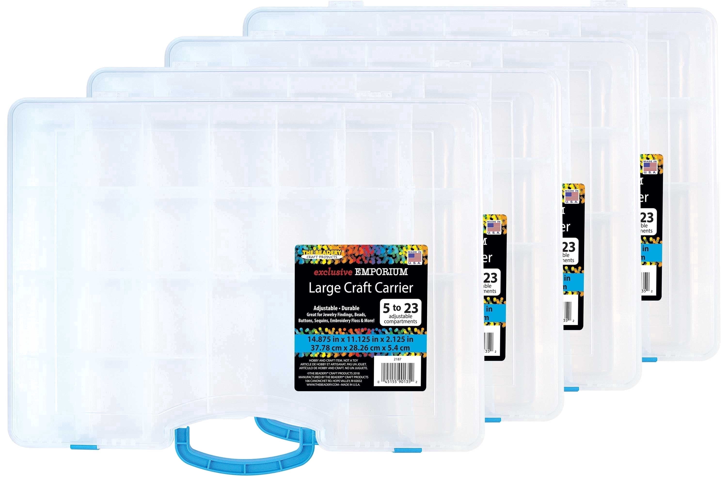The Beadery - Large Craft Carrier Box, 5-23 Compartments - 4 Pack - 2187