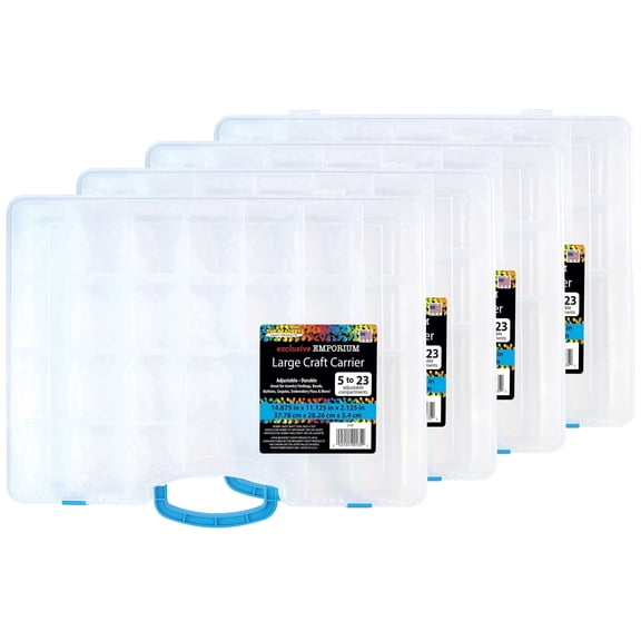 The Beadery - Large Craft Carrier Box, 5-23 Compartments - 4 Pack - 2187
