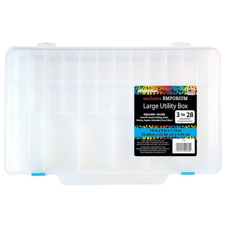 The Beadery - 3-28 Comp Large Utility Box - Clear Plastic - 2186