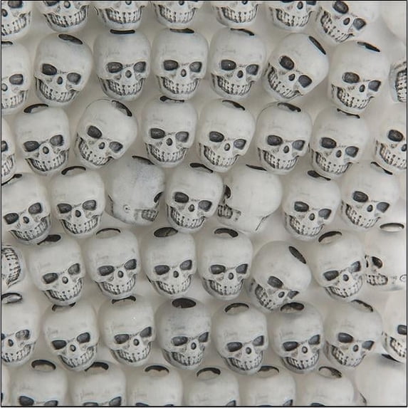 The Beadery - 11 mm Skull Beads, Antiqued Glow in the Dark - 1/4 Lb - 1180SV097A