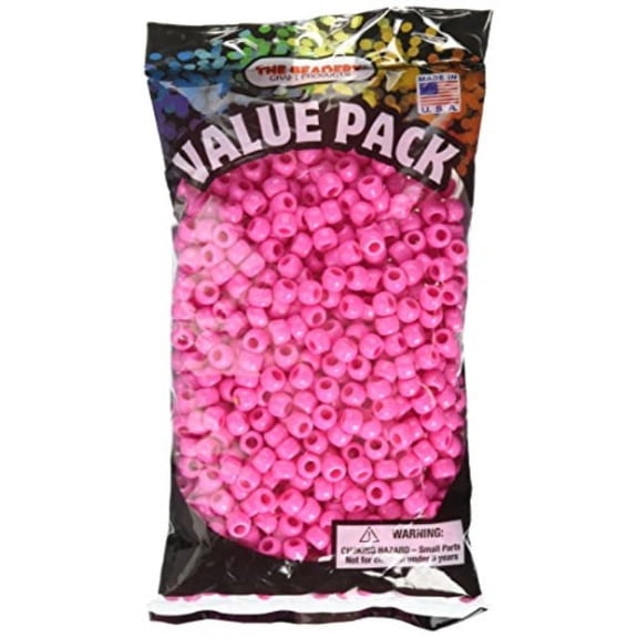 The Beadery - 9x6mm Barrel Pony Bead, Hot Pink - 900 Pieces - 750V063