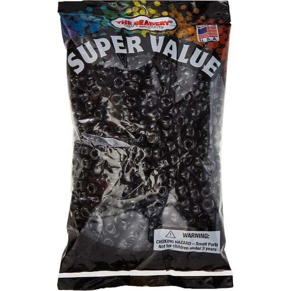 The Beadery - 9x6mm Barrel Pony Bead, Black - 900 Pieces - 750V052