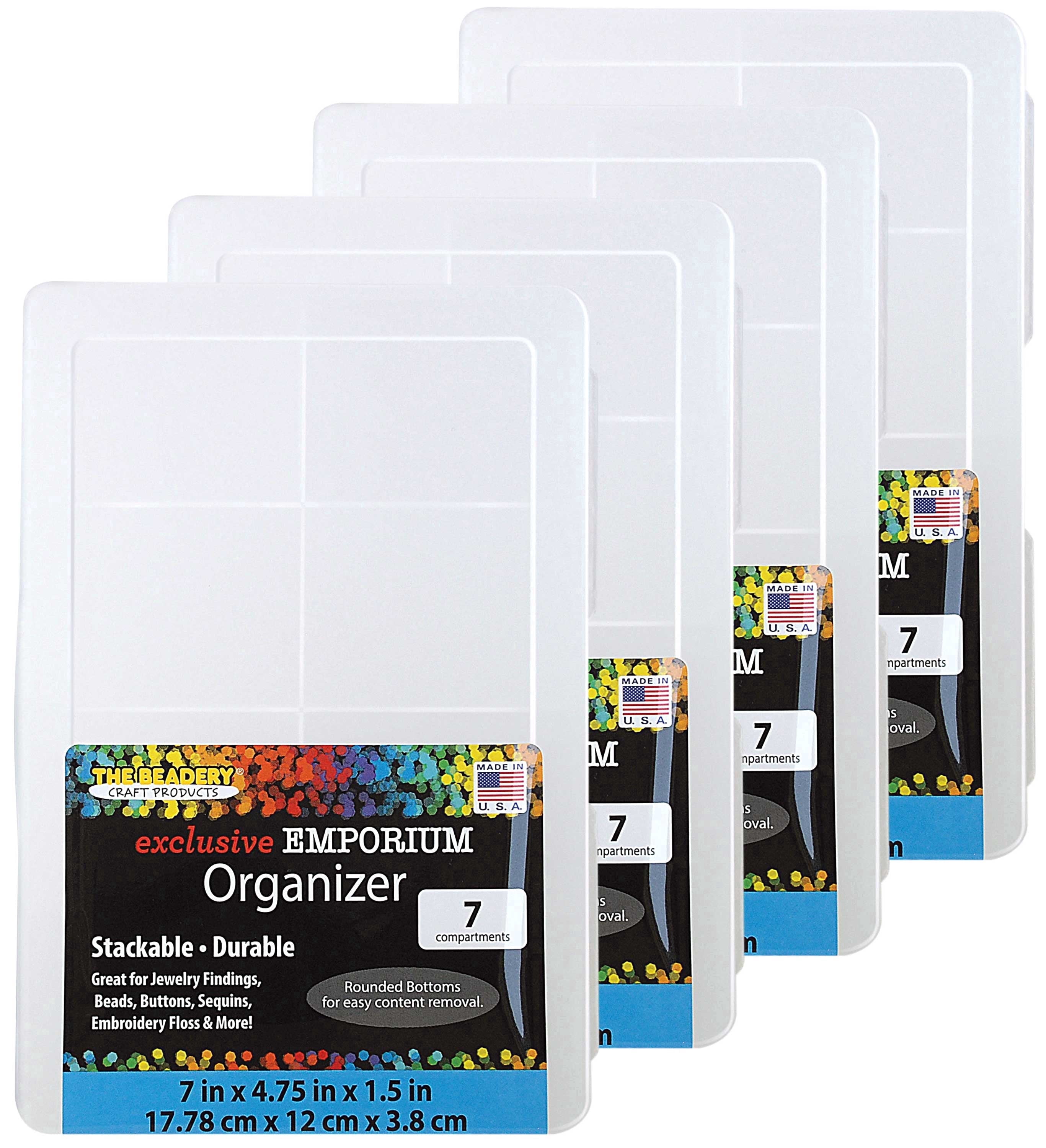 The Beadery - 7 Compartment Clear Plastic Storage Box - 4 Pack - 2174