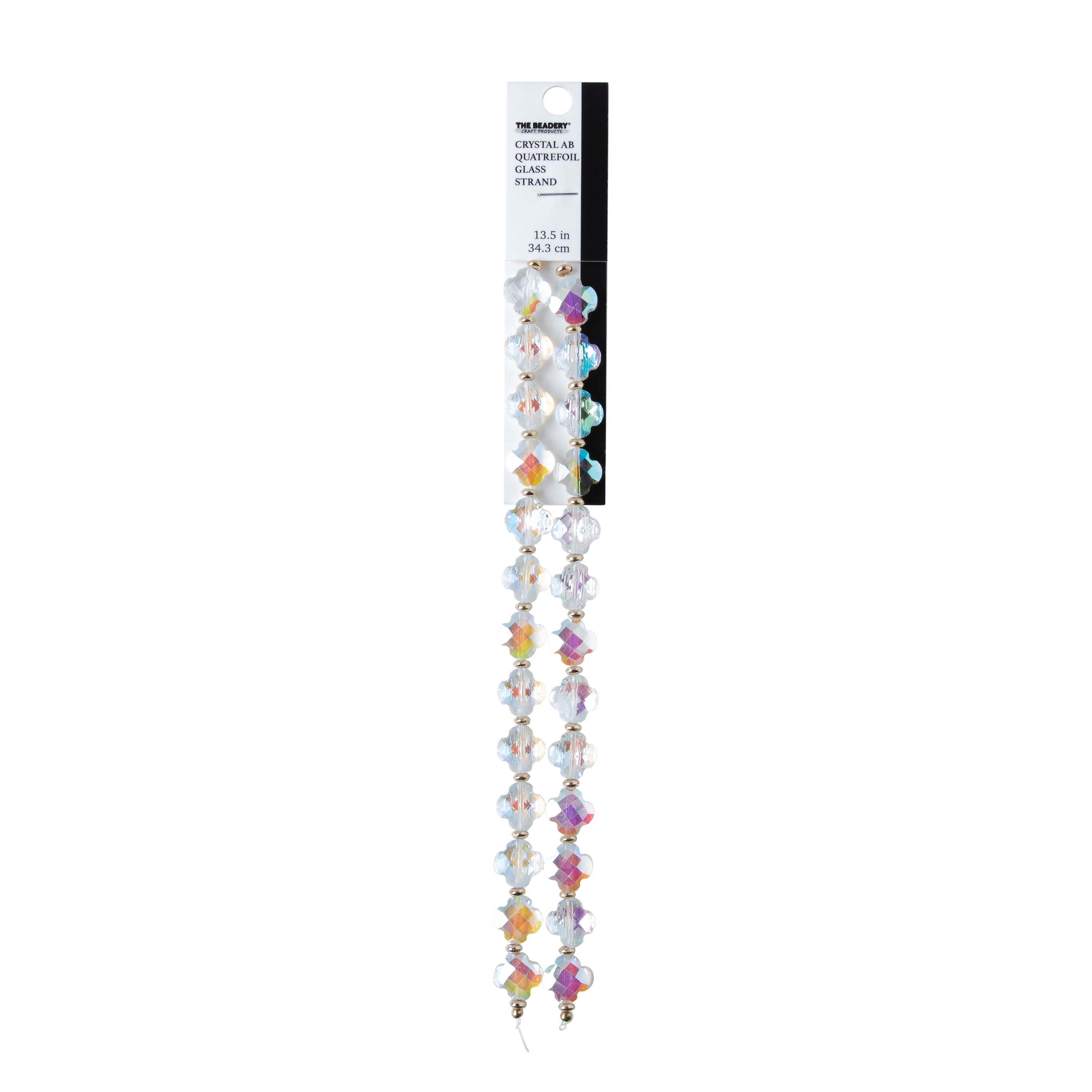 The Beadery Craft Products DIY 2-Strand Crystal AB Glass Quatrefoil Beads, 7in. Adult.