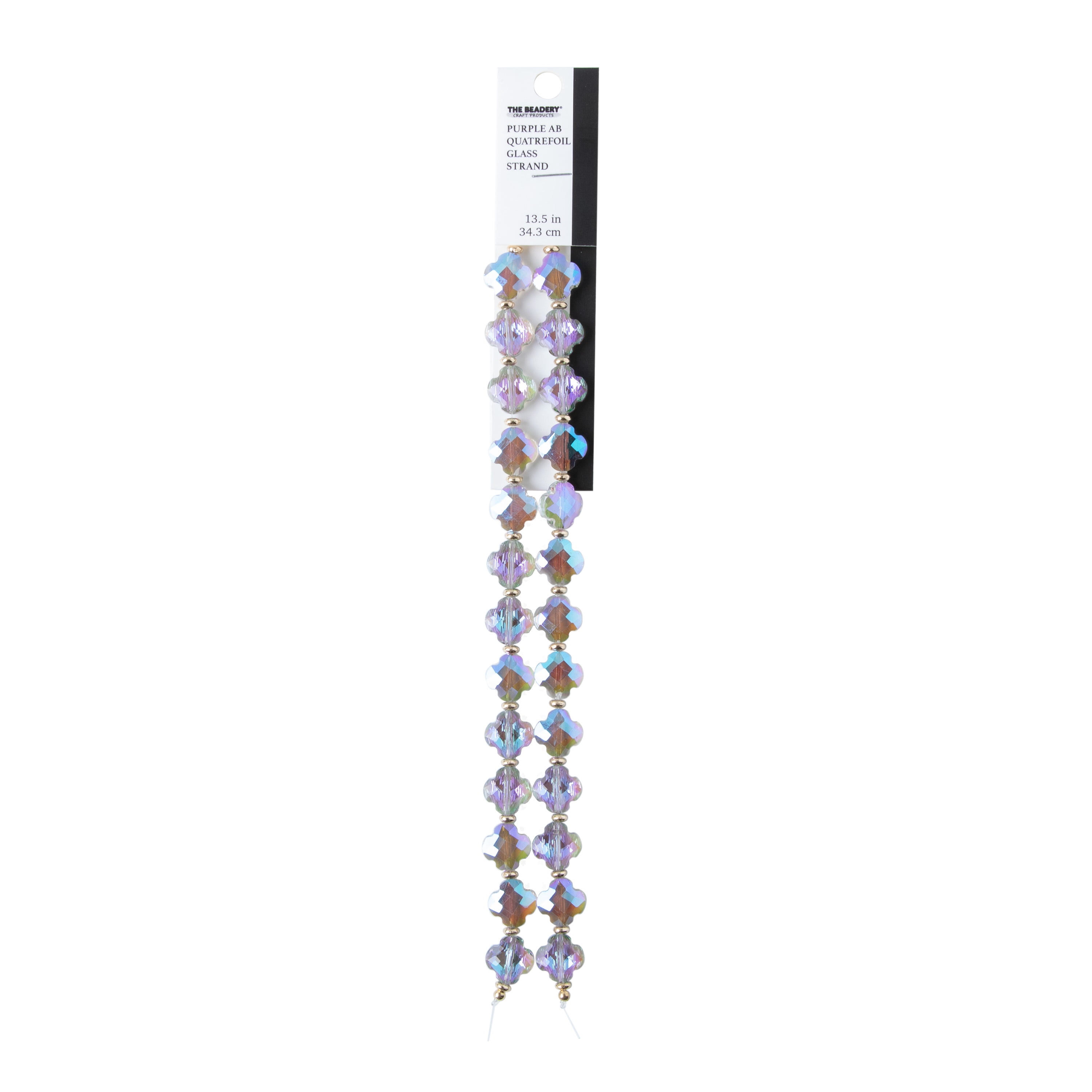 The Beadery Craft Products DIY Strand Purple AB Glass Quatrefoil Beads, 7in. Adult.
