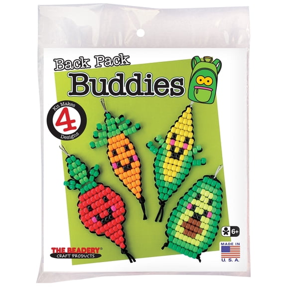 The Beadery - DIY Beaded Backpack Buddies Kit, Veggies - Makes 4 - 7422