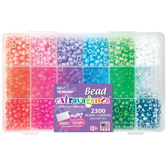 The Beadery Fairy Tale Dreams 18 Compartment Bead Box- Bead Craft storage Box Included