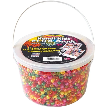 The Beadery - Kandi Kids Bucket, Fiesta Multi - 1.5 Lbs Beads, Cord, Needles - 6500983