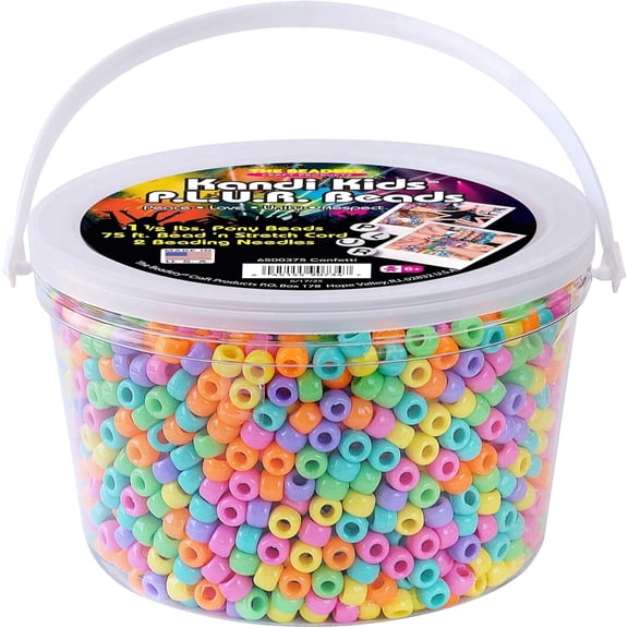 The Beadery - Kandi Kids Bucket, Confetti Multi - 1.5 Lbs Beads, Cord, Needles - 6500375