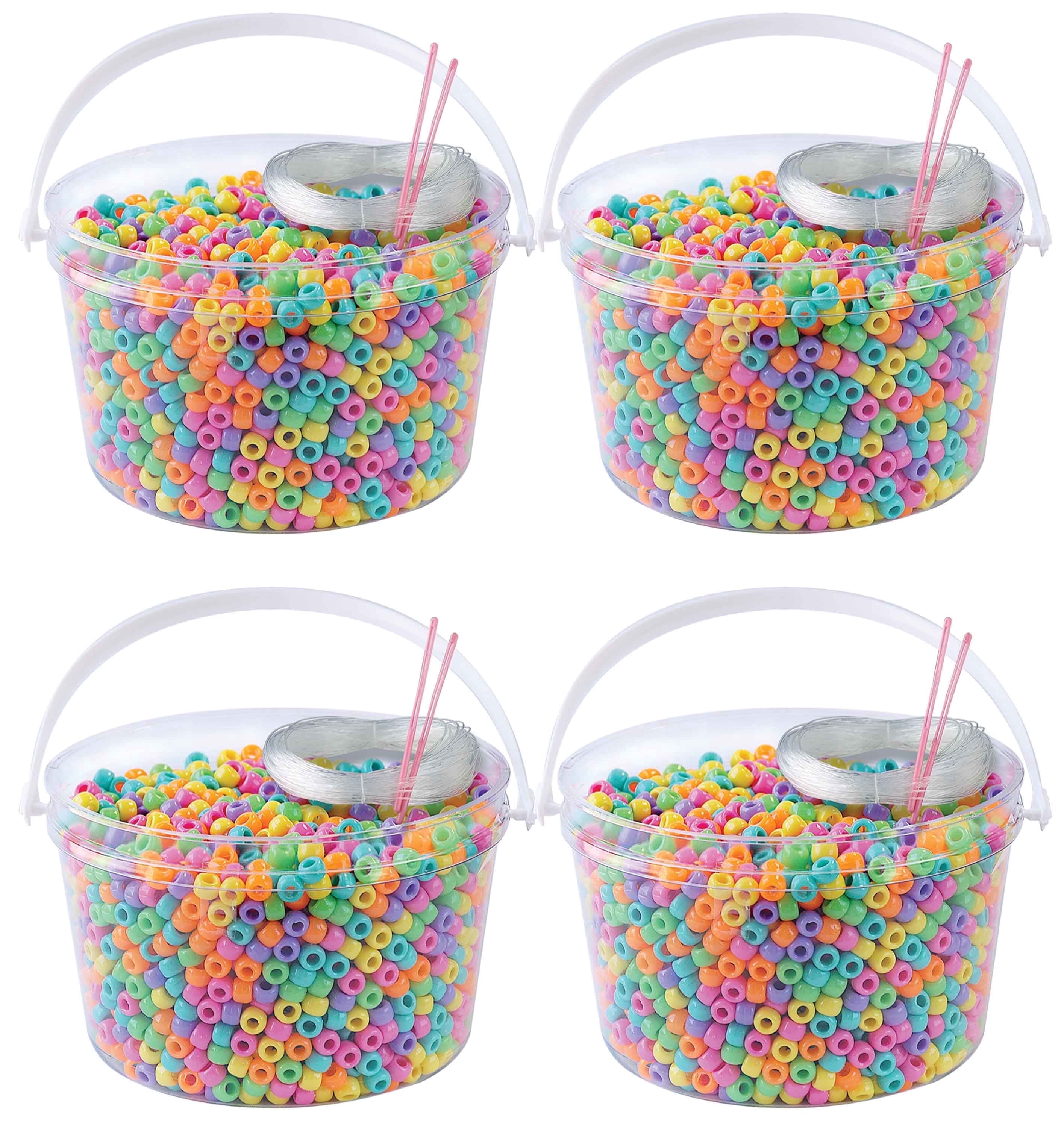 The Beadery - Kandi Kids Bucket, Confetti Multi - 6 Lbs Beads, Cord, Needles in 4 Tubs - USMP6500375