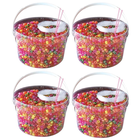 The Beadery - Kandi Kids Bucket, Fiesta Multi - 6 Lbs Beads, Cord, Needles in 4 Tubs - USMP6500983