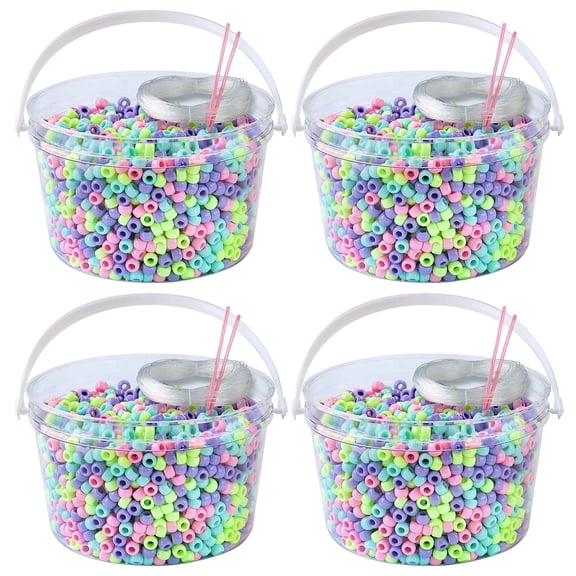 The Beadery - Kandi Kids Bucket, Pastel Bliss Multi - 6 Lbs Beads, Cord, Needles in 4 Tubs - USMP6500474
