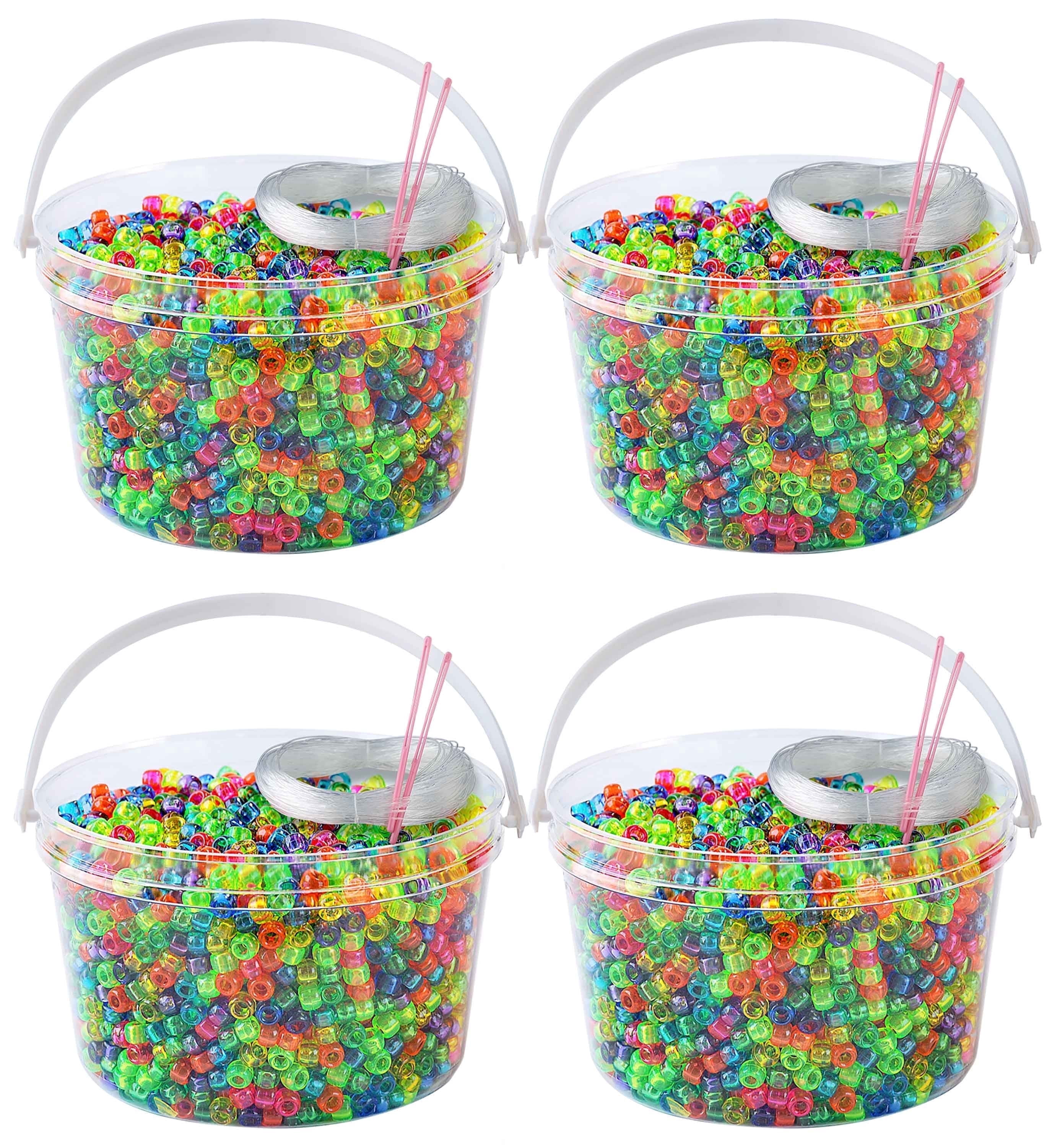 The Beadery - Kandi Kids Bucket, Rainbow Multi - 6 Lbs Beads, Cord, Needles in 4 Tubs - USMP6500589