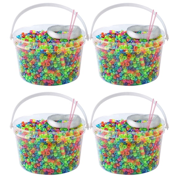 The Beadery - Kandi Kids Bucket, Rainbow Multi - 6 Lbs Beads, Cord, Needles in 4 Tubs - USMP6500589