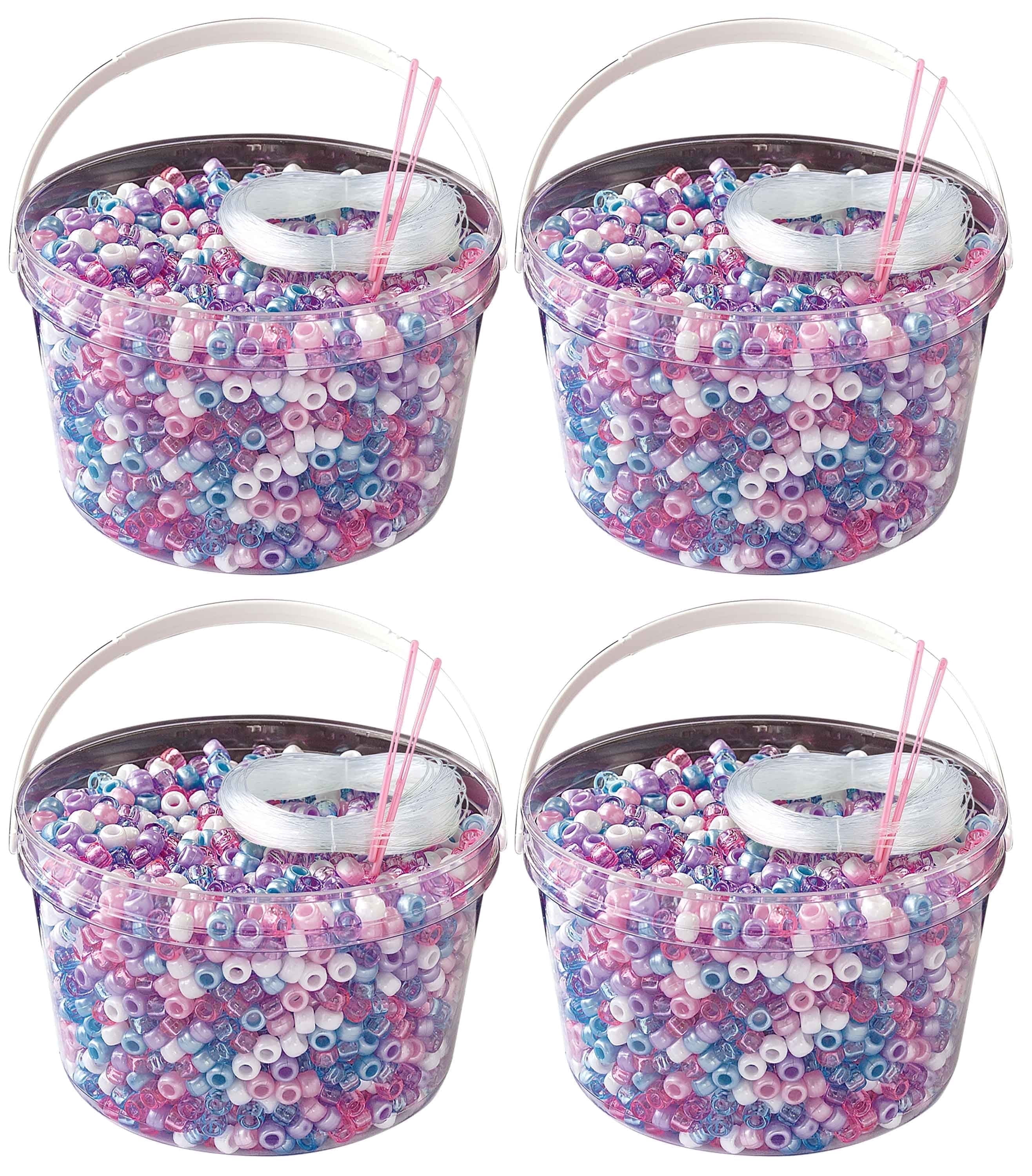 The Beadery - Kandi Kids Bucket, Unicorn Multi - 6 Lbs Beads, Cord, Needles in 4 Tubs - USMP6500986