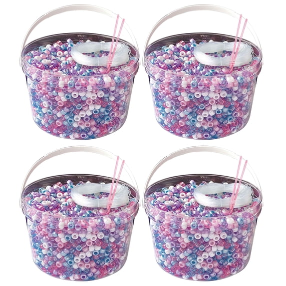 The Beadery - Kandi Kids Bucket, Unicorn Multi - 6 Lbs Beads, Cord, Needles in 4 Tubs - USMP6500986