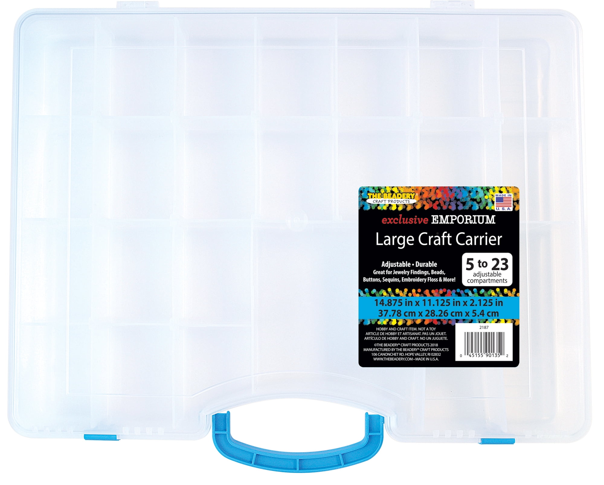 The Beadery Large Craft Carrier Organizer Storage Box, Clear Plastic, Ages  6+, Craft & Hobby Storage Box 