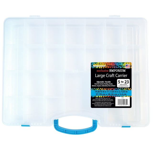 The Beadery Large Craft Carrier Organizer Storage Box, Clear Plastic