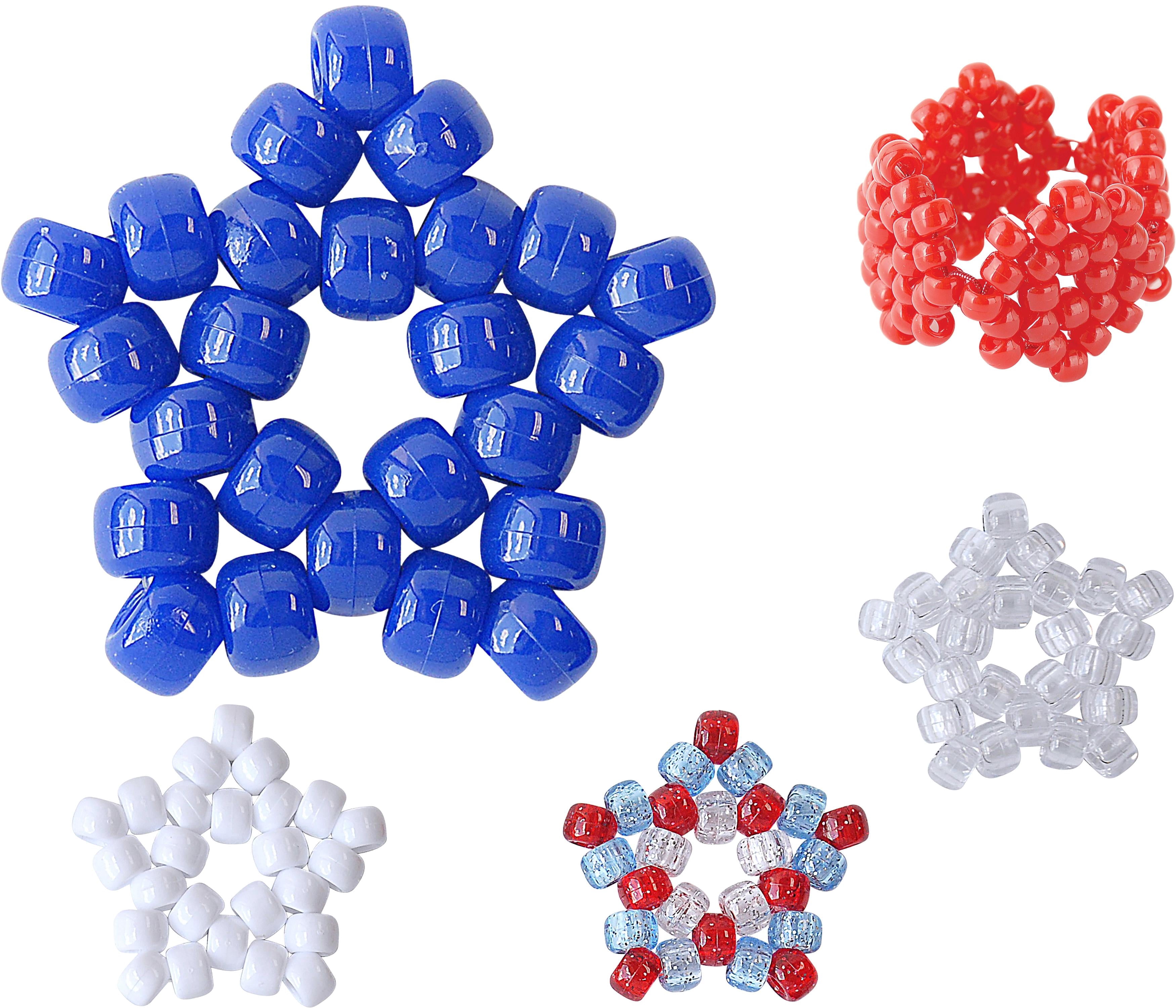 The Beadery Patriotic Pony Beads, Red, White, & Blue. Sparkle. 4500 Beads