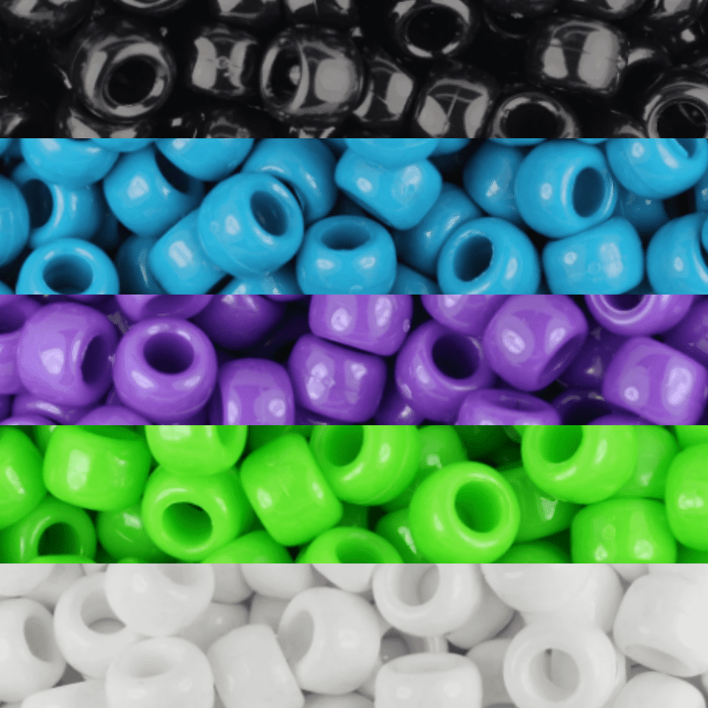 The Beadery Pony Bead Assortment, Mega Pack with Black & White, 4500 Plastic Pony Beads, Turquoise, Lilac, and Lime. Unisex