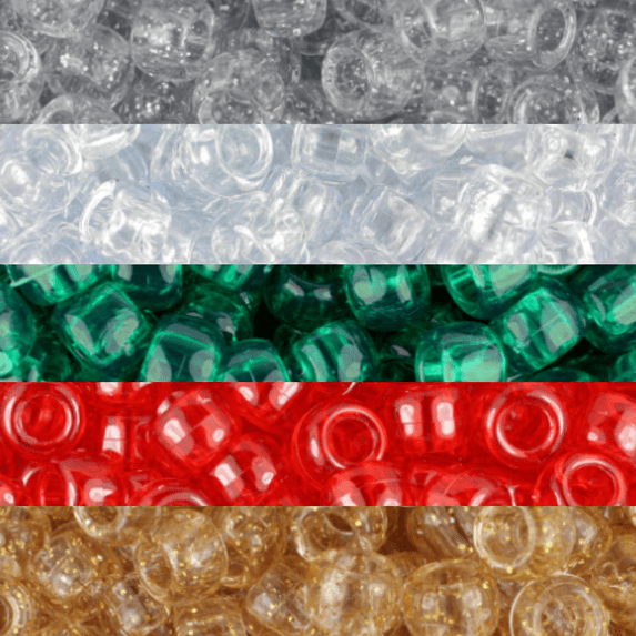 The Beadery Pony Bead Holiday Assortment, Mega Pack, 4500 Plastic Pony Beads, Crystal, Emerald, Ruby, and Sparkles