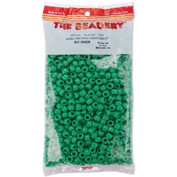 Pony Beads 6x9mm 900/Pkg-Opaque Green